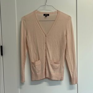 Lord & Taylor Pink Extra Fine Merino Wool Knit Cardigan Sweater, S